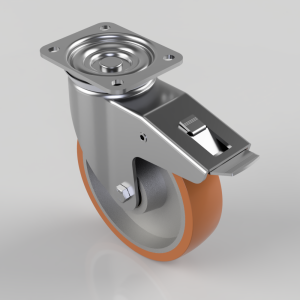 Polyurethane on Cast Iron Plate Swivel Castor Brake 200mm 800kg Load