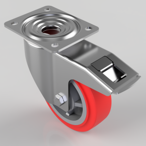 Polyurethane on Nylon Plate Swivel Castor Brake 150mm500kg Load