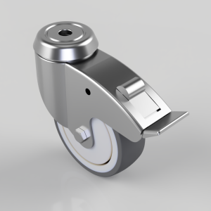 Thermoplastic Rubber on Polypropylene Bolt Hole Swivel Castor Brake 100mm 90kg load