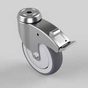 Thermoplastic Rubber on Polypropylene Bolt Hole Swivel Castor Brake 125mm 110kg load