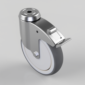 Thermoplastic Rubber on Polypropylene Bolt Hole Swivel Castor Brake 150mm 130kg load