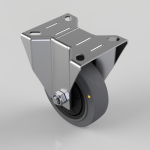 Heavy-duty swivel caster with a metal mounting plate and gray polyurethane wheel