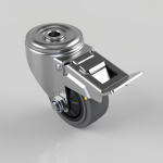 Industrial caster wheel with locking brake and mounting bracket