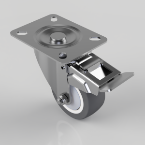 Thermoplastic Rubber on nylon Plate Swivel Castor Brake 75mm 80kg load