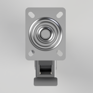 Front view of a round metal speaker/buzzer mounted on a rectangular bracket with four corner mounting holes