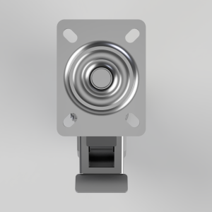 Industrial piezo buzzer mounted on a gray metal mounting plate with a bracket and screw holes