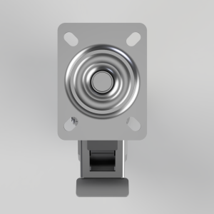 Front view of a metal buzzer on a gray mounting plate with a round, layered diaphragm embedded in the center.