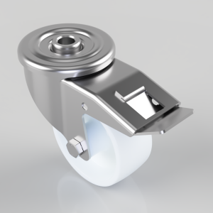 Nylon Bolt Hole Stainless Steel Swivel Castor Brake 80mm 150kg Load