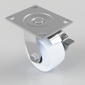 Nylon Plate Swivel Castor Brake 100mm 500kg Load