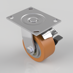 Polyurethane on Cast Iron Plate Swivel Castor Brake 100mm 350kg Load