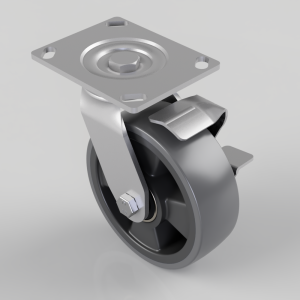 Polyurethane on Nylon Plate Swivel Castor Brake 150mm 500kg Load