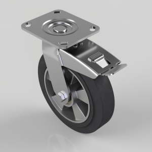 Elastic Rubber on Aluminium Plate Swivel Castor Brake 200mm 400kg Load