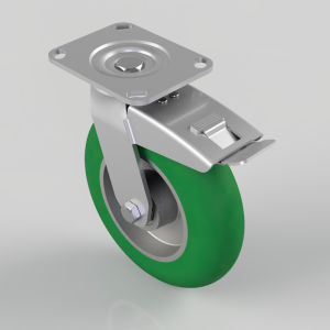 Ergonomic Polyurethane on Aluminium Plate Swivel Castor Brake 200mm 520kg Load