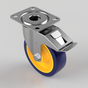 Polyurethane Nylon Plate Swivel Castor Brake 125mm 200kg Load