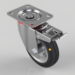 Anti Static Rubber on Pressed Steel Plate Swivel Castor Brake 160mm 150kg Load