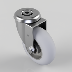 Grey Soft Elastic Rubber Bolt Hole Swivel Castor 125mm 250kg Load