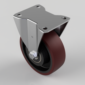 Polyurethane Cast Iron Plate Fixed Castor 125mm 300kg Load